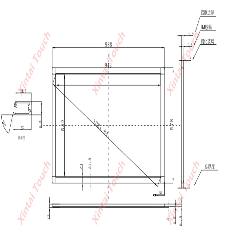 Xintai Sentuh FY 43 Inci 10 Titik Sentuh 16:9 Rasio IR Touch Frame Panel Plug & Play (Tidak Ada Kaca)