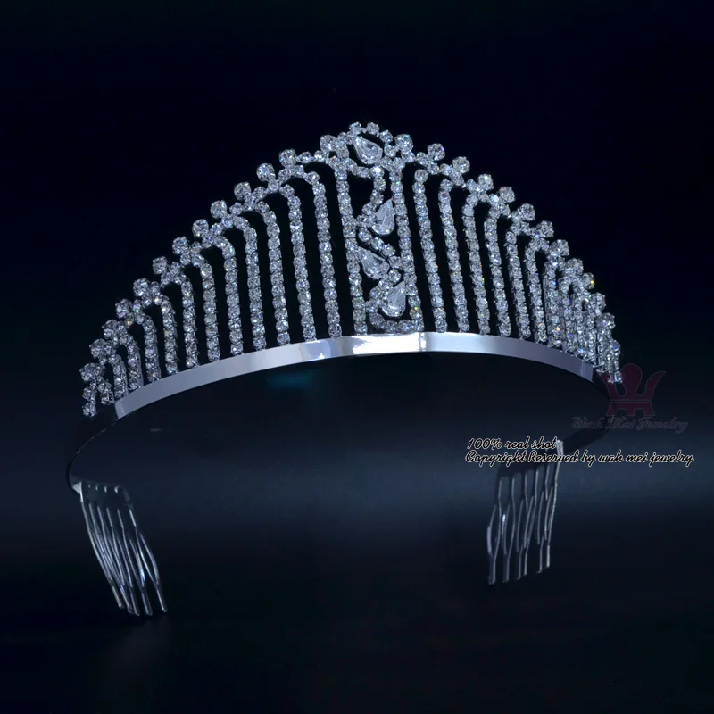 Tiaras Crown Rhinestone Hair Jewelry Classic Miss Beauty Pageant Queen Crown Bridal Wedding Head Accessories Piece Crystal Stone