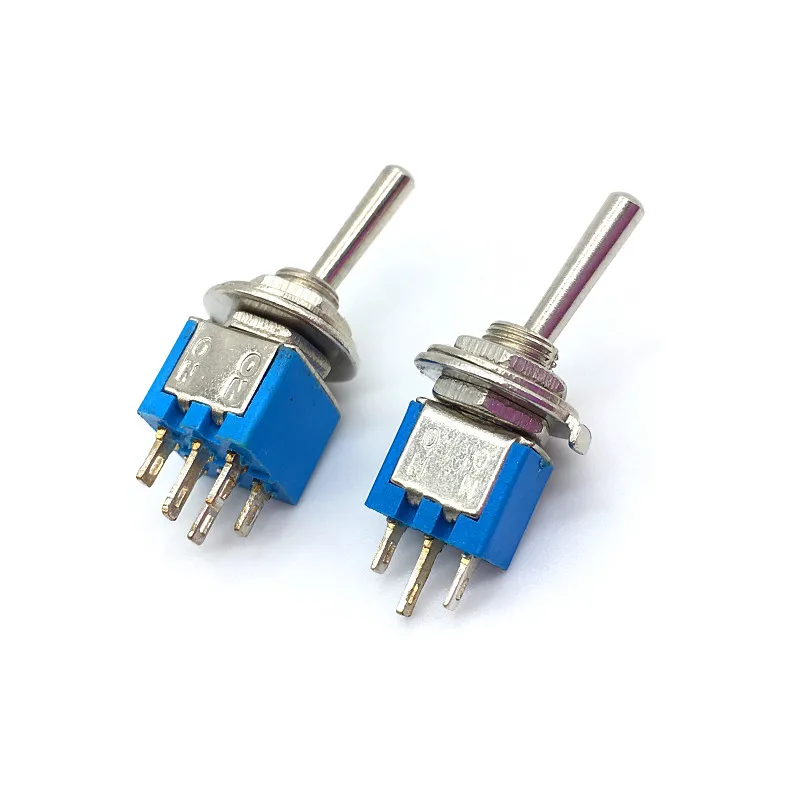 5pcs Mini Locking Toggle Switch SPDT 3 Pin ON ON Rocker Switch 3A 125VAC DPDT 6Pin 2 Position