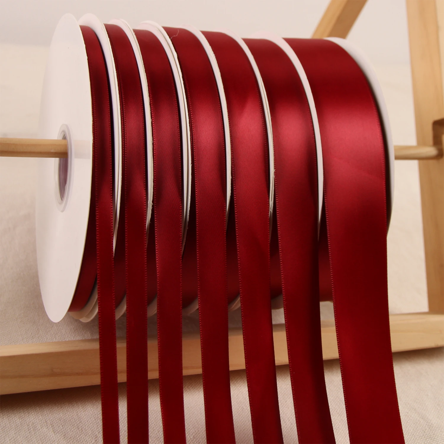 100yard Wine Red Color Fabric Ribbons Silk Satin Ribbon Handmade DIY Material For Arts Crafts Sewing Gift Wrap Wedding Decor