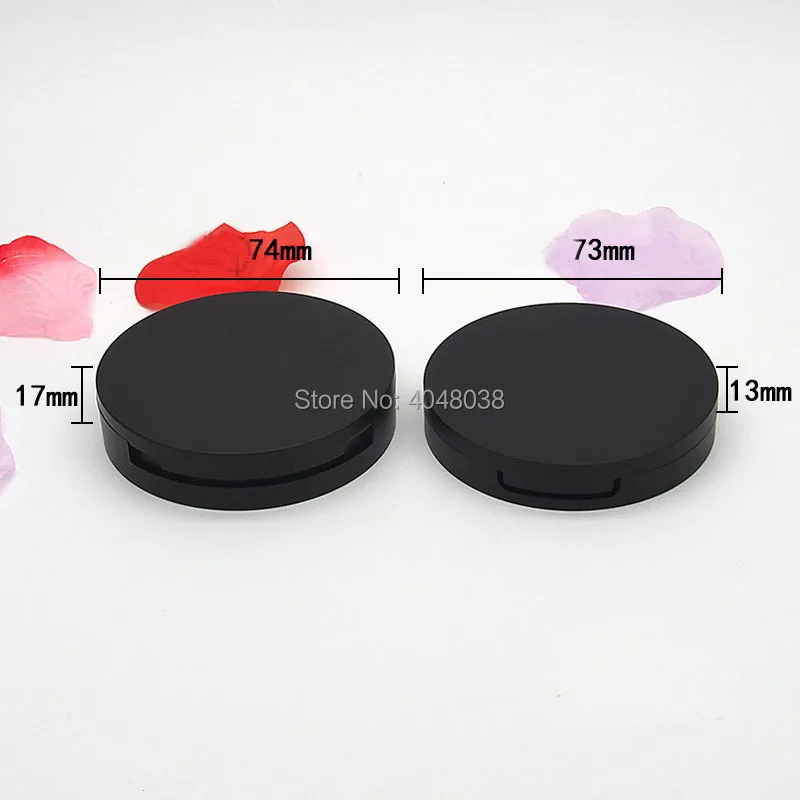 Empty Cosmetic Powder Compact with Mirror Black Makeup Container DIY Hightlight Box Dia 59mm Blusher Powder Puff Case 15 pcs