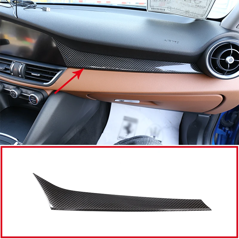 

For Alfa Romeo Giulia 2017-2018 Real Carbon Fiber Car Passenger Decoration Panel Cover Trim Auto Accessories