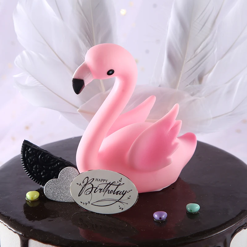 Birthday Cake Topper Wedding Pink Flamingo Decoration Party Supplies Home Cake Decorating Tools Weeding Cake Topper Love