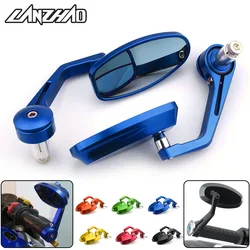 Espejos retrovisores laterales para manillar de motocicleta, cristal convexo azul Universal, CNC completo, 7/8 pulgadas, 22MM, para Yamaha MT07 MT09