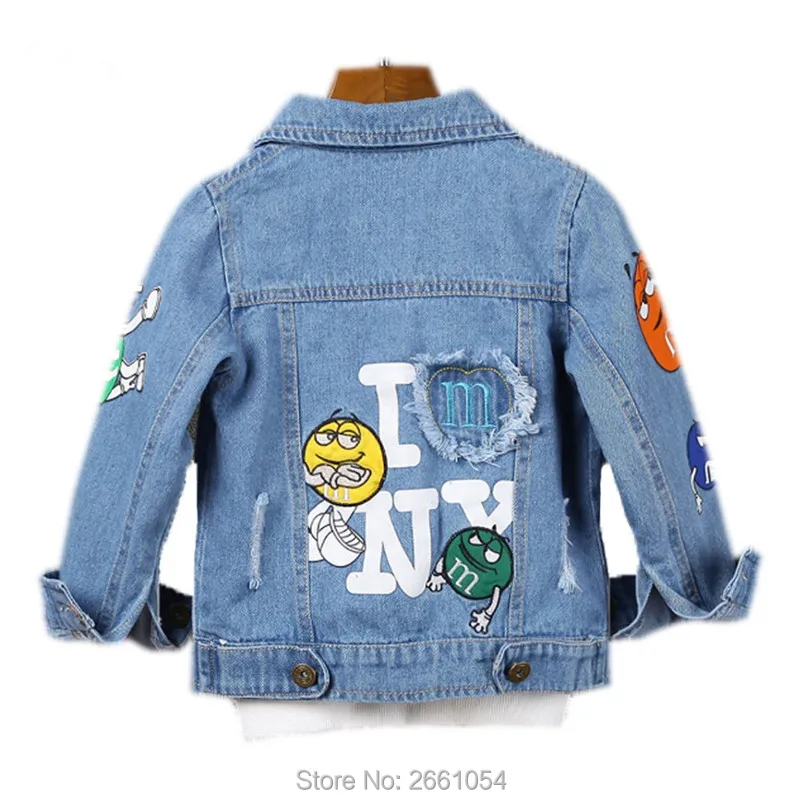 2023 Spring Children\'s Jacket Denim Boys Broken Hole Jean Jackets Kids Clothing Baby Coat Boys Casual Cartoon Letter Outerwear