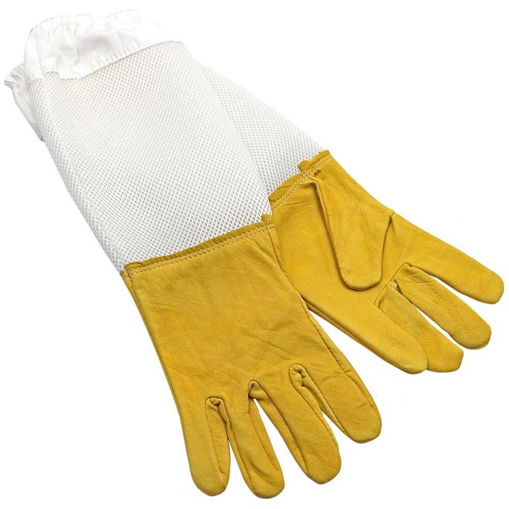 

Beekeeper Anti-bee Gloves Protective Beekeeping Long Sleeves Goatskin Gloves Yellow Breathable Gloves Beekeeping Prevent Tools