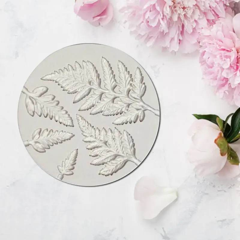 cake mold silikone Round Fern Leaf Shape Liquid Silicone Mold Fondant Cake DIY Polymer Clay Epoxy Molding Tool Baking Mold #AO