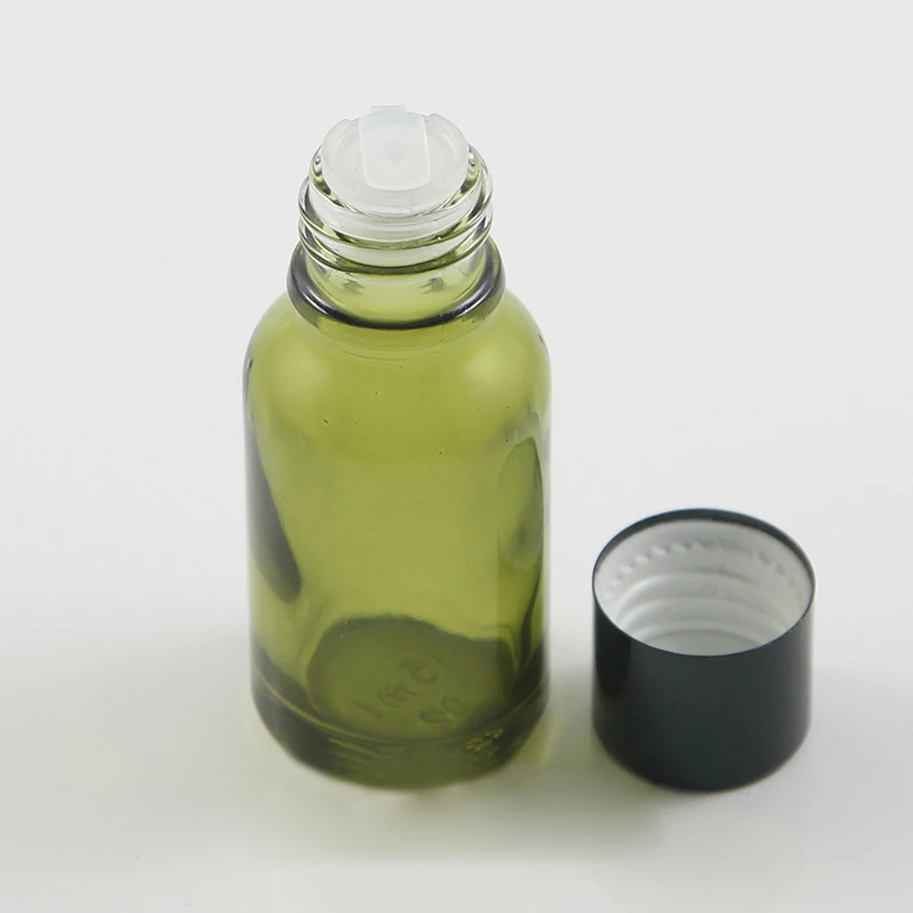 

Olive green Mini Empty Essential Oil Sample Packaging Bottles 15ml wholesale Glass 0.5 oz Small Cosmetic Bottle