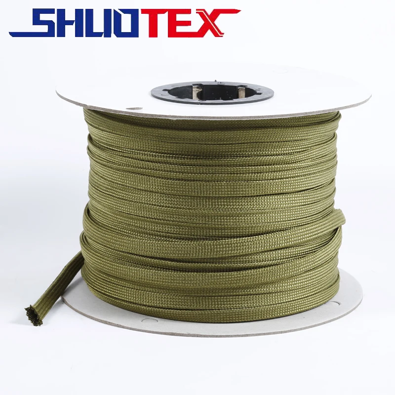 Military Green Polyester Wire Braided Casing