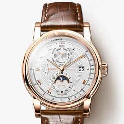 Nuovo LOBINNI marchio di lusso gabbiano ST16K3-3A orologi meccanici automatici da uomo zaffiro tempo mondiale 50M orologi impermeabili L16003-5