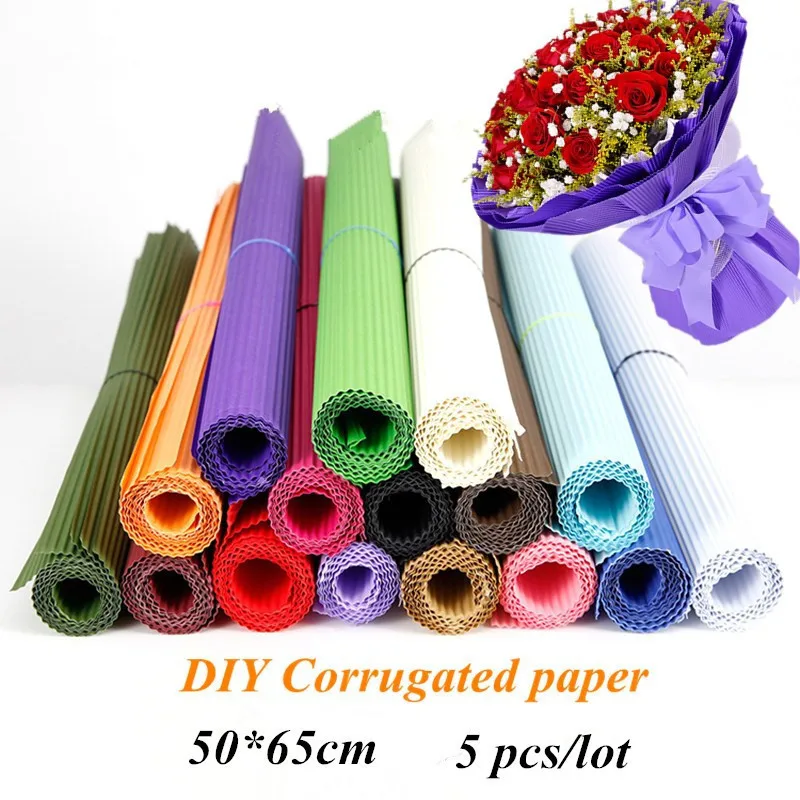 5pcs Child Handmade Origami Paper Color Corrugated Paper Kid DIY Scrapbooking Craft Paper Packs Flower Wrapping Paper
