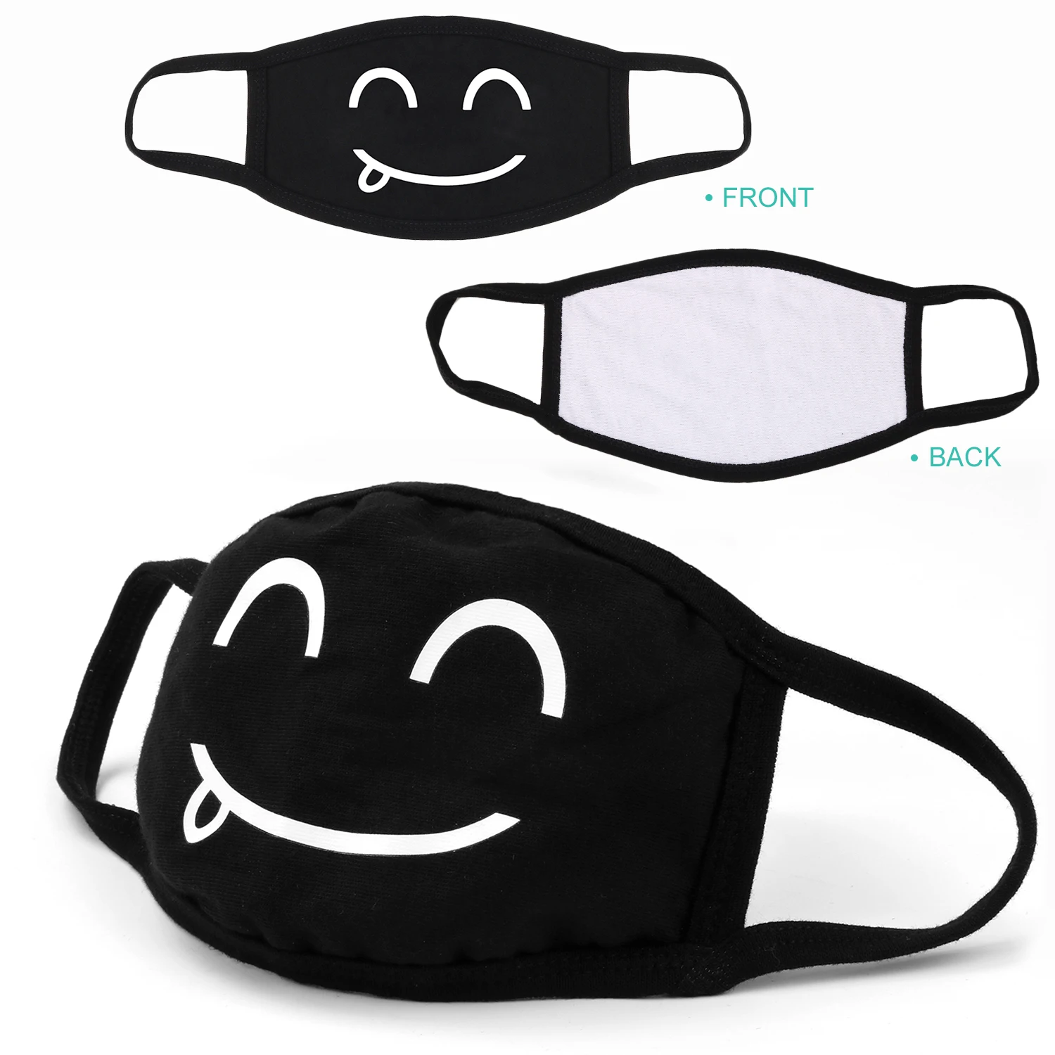 Mascarilla de algodón antipolvo para hombre y mujer, máscara facial de dibujos animados, Kpop, oso de la suerte, 5 unidades