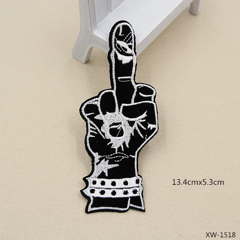 PGY Punk Black Military Patch Embroidery ironing Clothes Patches for clothing Biker Badge Army Iron on Transfer Brand Stickers