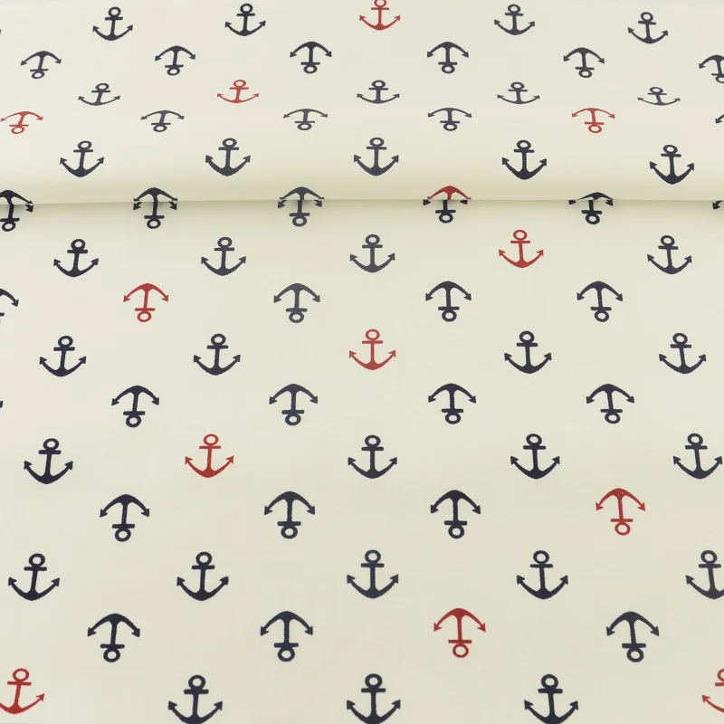 Home Textile Sea Anchors Designs Twill Scrapbooking White color 100% Cotton Fabric Sewing Tilda Quilting Tissue