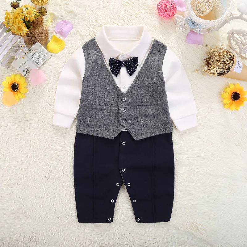 

Baby Boy Gentleman Clothes Set Newborn baby clothes Kid Formal Party Bow Bodysuit Set 0-12 Month Infant Boy Clothing birthday