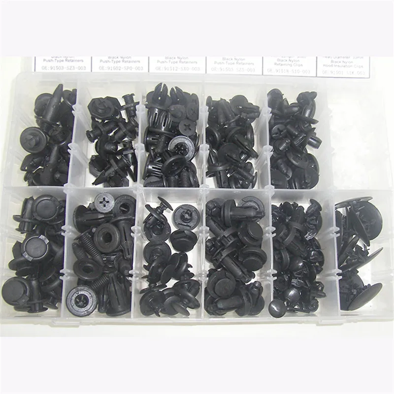 242Pcs Car  Bumper Fender Trim  Clips Retainers Rivet Push-Type Clip Black Nylon 91503-SZ5-003