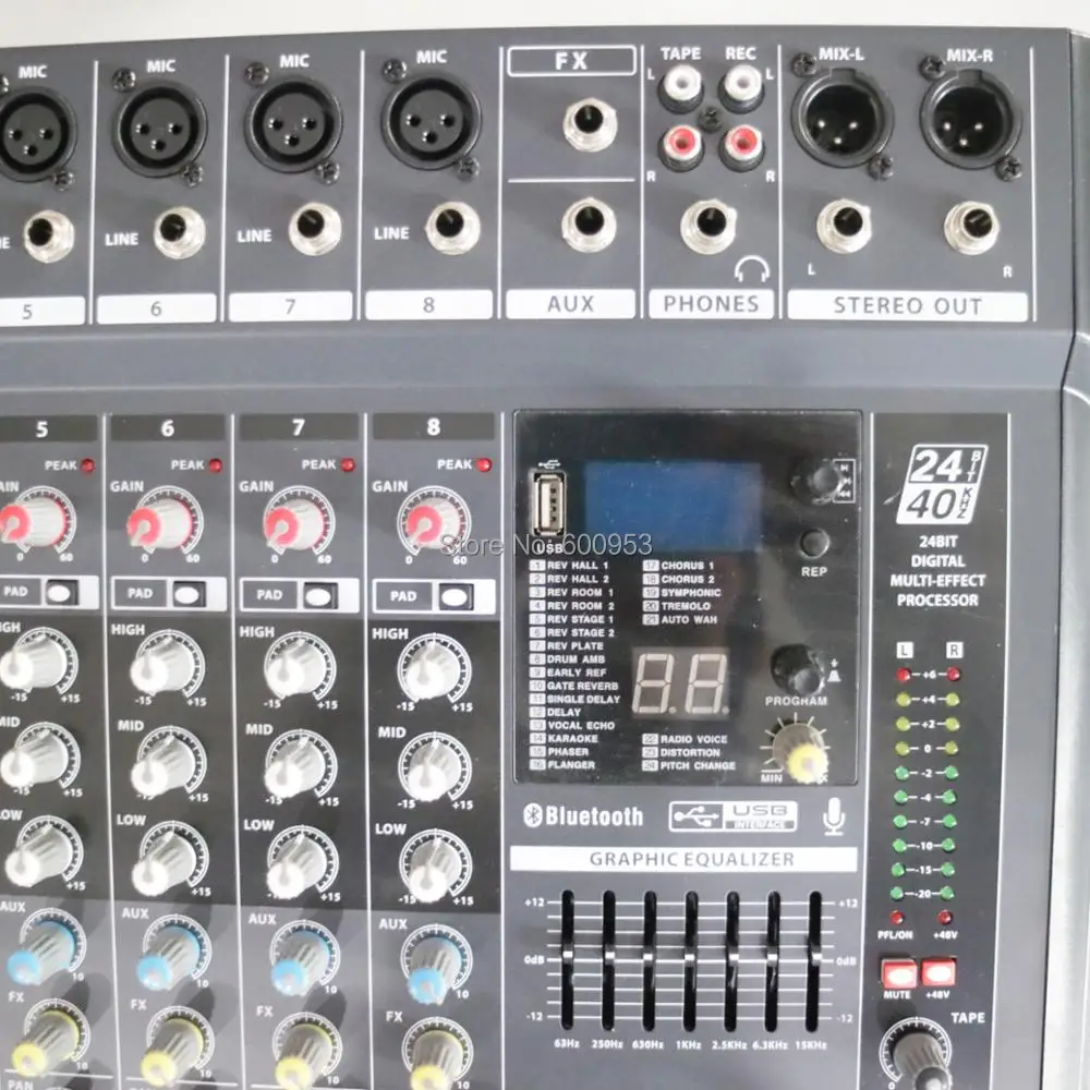 MICWL-Consola de mezclas ZDR800 con micrófono inalámbrico, mezcladores de estudio en vivo con Bluetooth, procesador de efectos digitales de 24 bits