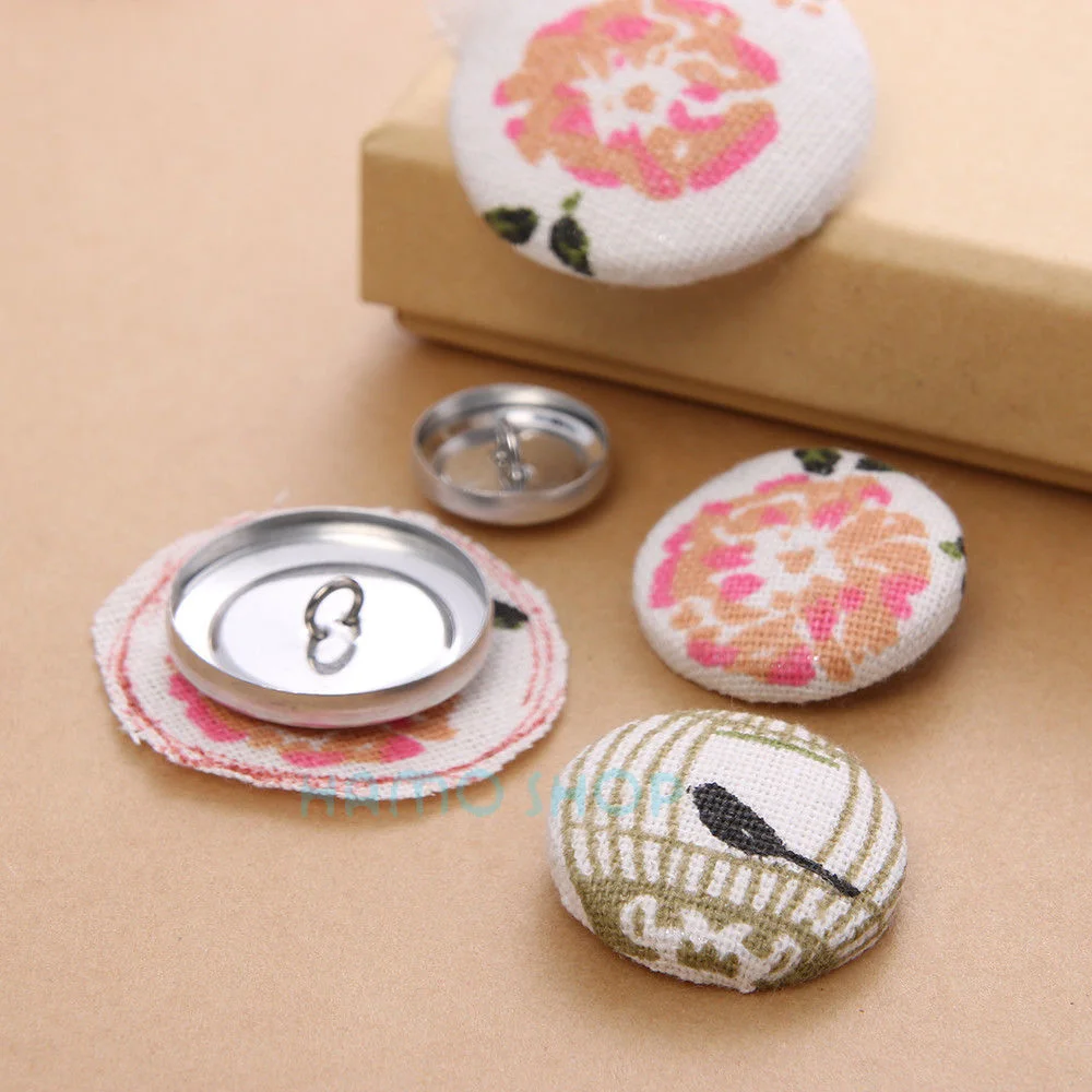 Round Fabric Cloth Covered Button Metal DIY Bag Cloth Buckle Kits Press Bread Button Cloth Base With 1 Set Hand Tools