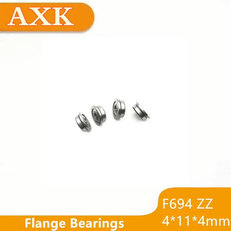 F694zz Flange Bearing 4x11x4 Mm Abec-3 ( 10 Pcs ) Flanged F694 Zz 4*11*12.5*4*1 Mmball Bearings