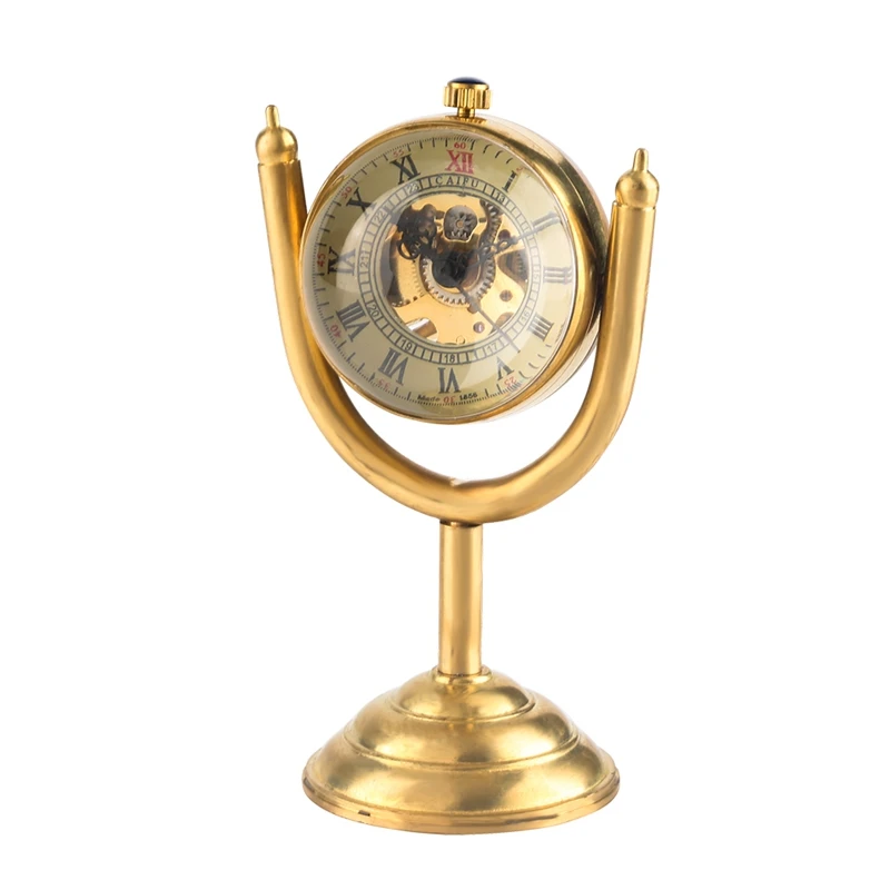 

Luxury Spinning Gold Prize Cup Mechanical Pocket Watch Transparent Smooth Globe House Office Desk Decoration as Collectibles