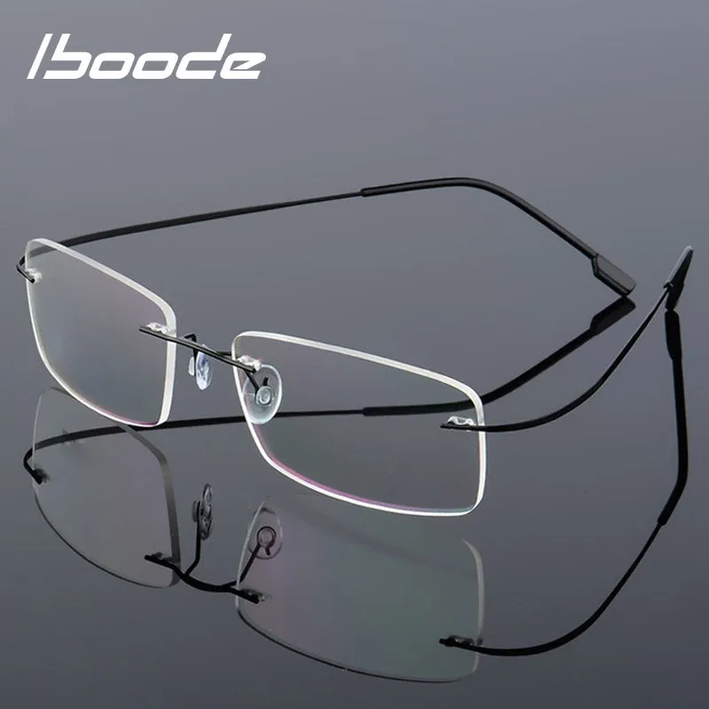 iboode Titanium Alloy Rimless Glasses Frame Women Men Ultra-light Vintage Glasses Frame Unisex Metal Reading Eyewear Frames