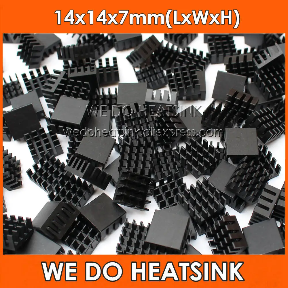 

WE DO HEATSINK 14x14x7mm Aluminum Black Anodized RAM Heat Sink IC Memory Chip Heatsink Cooling Cooler