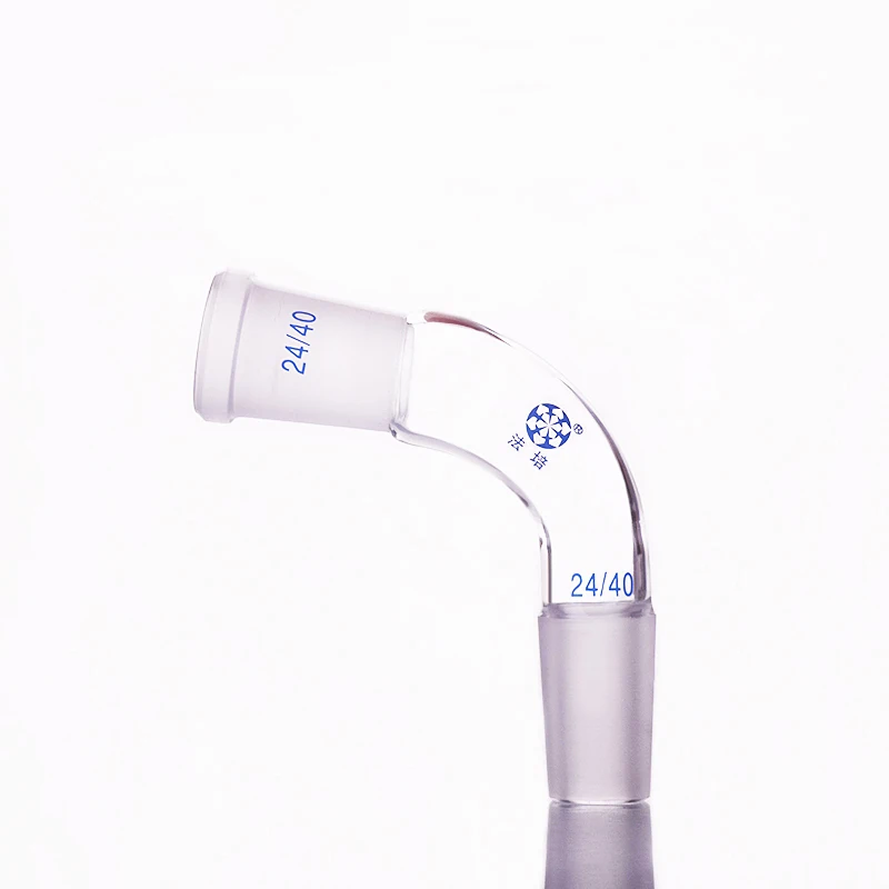 FAPE 105 degree elbow, Female 24/40, Male 24/40, Standard mouth receiving tube, Frosted tail, Borosilicate glass