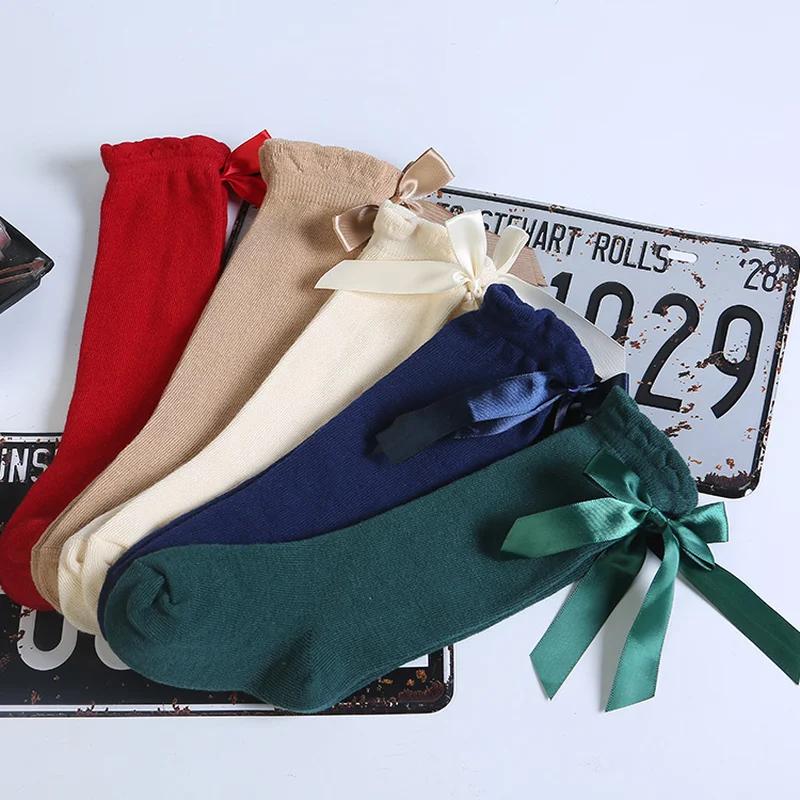 

Baby Girls Socks Knee High with Bow Baby Princess Socks for Girl Sweet Cute Baby Socks Long Tube Kids Children Dress Accessories