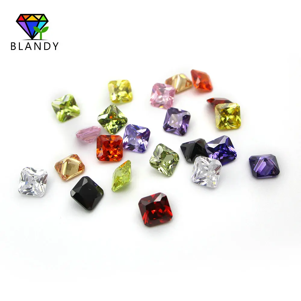 50pcs/lot 3x3~10x10mm Octangle Shape Princess Cut White, Olive, Purple, Black Pink CZ Stone Synthetic Cubic Zirconia For Jewelry