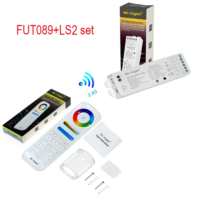 Imagem -03 - Milight sem Fio Ls2 5in1 Inteligente Led Controlador b8 Wall-mounted Controle do Painel de Toque Rgb Cct Tira Led Zona rf Controle Remoto