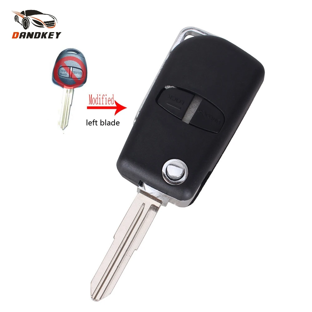 

Dandkey 2 Buttons Modified Flip Folding Remote Key Shell Case For Mitsubishi Pajero Sport Outlander Grandis ASX key shell