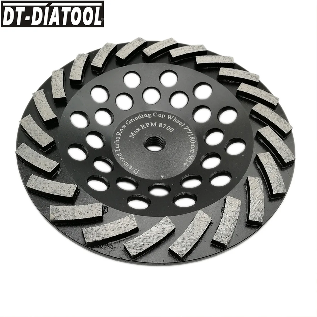 

DT-DIATOOL 1pc Segmented Diamond Turbo Row Cup Grinding Wheel for Concrete Hard Stone M14 Connection Dia180mm, 7inch