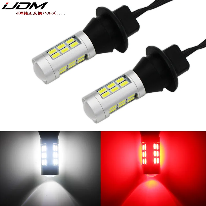 iJDM 7440 W21W T20 LED White/Red Dual-Color 1156 P21W 7506 LED  Bulbs For Car Backup Reverse Lights & Rear Fog Lamp Conversion