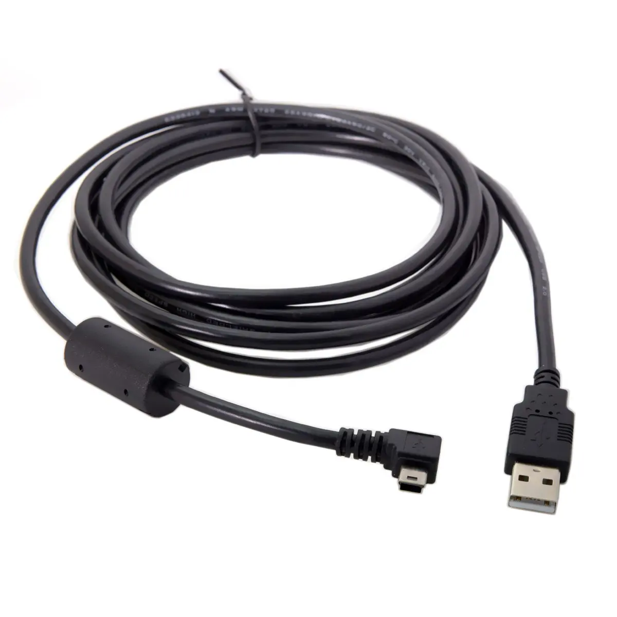 

CY Right Angled 90 Degree Mini USB B Type 5pin Male to USB 2.0 Male Data Cable with Ferrite 3.0m