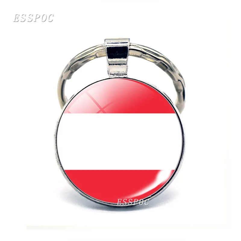 Central Europe Austria Poland Germany Switzerland Slovakia Flag Key Chain Glass Jewelry Keychain Pendant Patriot National Gifts