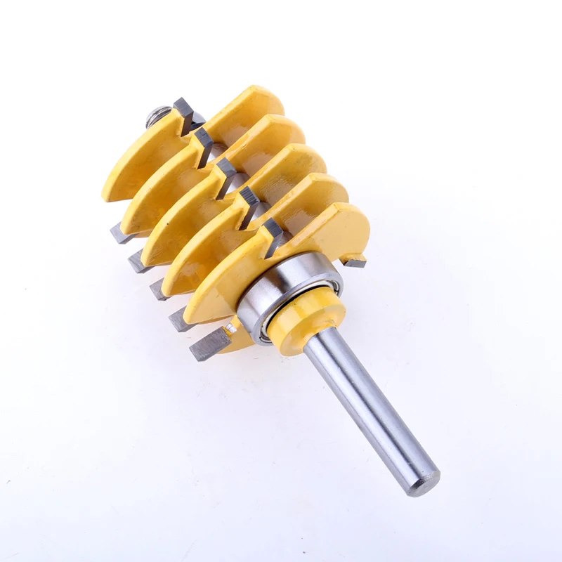 CHWJW 8mm Shank 1pc Box Joint Router Bit - Adjustable 5 Blade - 3 Flute  For Wood Cutter Tenon Cutter for Woodworking Tools