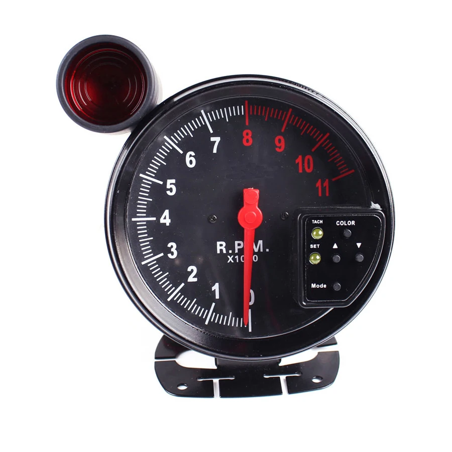 5 Inch Car RPM 11000K Tachometer Gauge 7 color backlight rpm LED Shift Light 12V For 4 / 6 / 8 cylinder engine vehicles