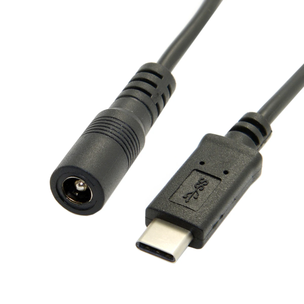 CY DC 5.5*2.5mm Power Jack to Type C USB 3.1 USB-C Charged Extension Cable for Mac book Cell Phone Tablet 20cm Black