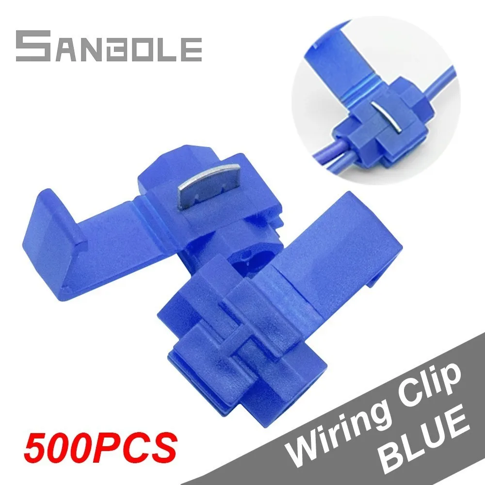 Crimp Terminal Blue Fast Wire Connector Joint Non Destructive Connection Clip Scotch Lock Quick Splice 1.5-2.5mm2 (500PCS)