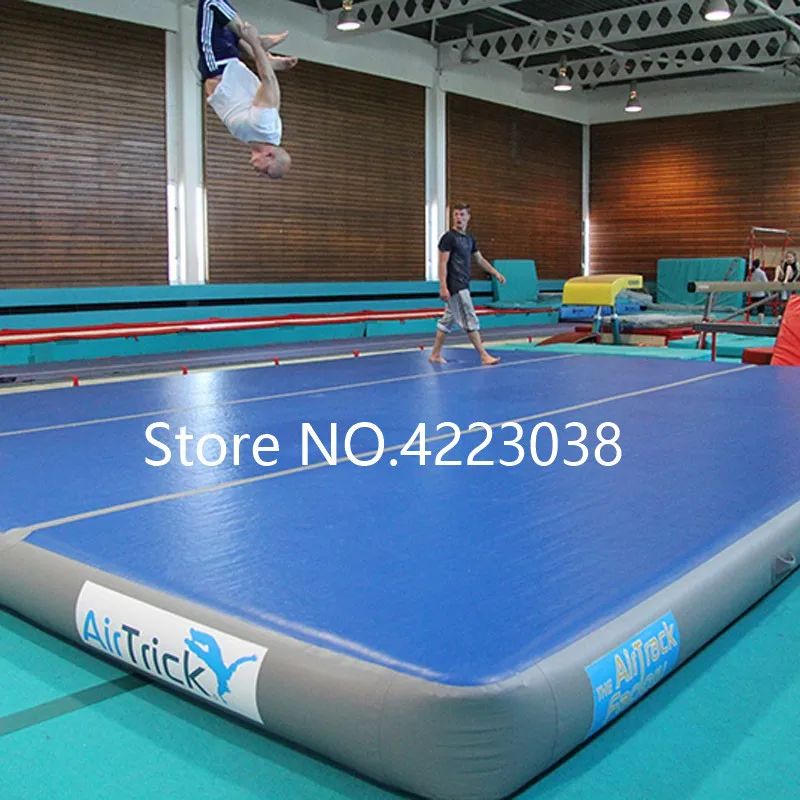 Gratis Verzending 4*4*0.2 m Opblaasbare Gymnastiek Mat Air Track Tumbling Mat met Pomp Luchtvloer voor Thuisgebruik, Strand, Park en Water