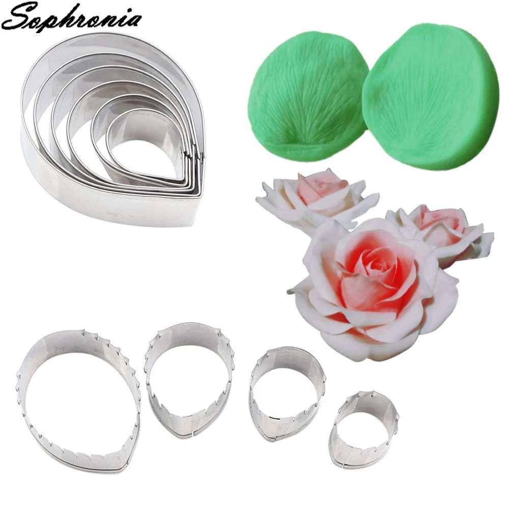 DIY Blume Rose & Cutter Silikon Küchen form Cupcake Form Kuchen Dekorations werkzeuge Schokolade Gum paste,Sugar craft Ton Formen cs160