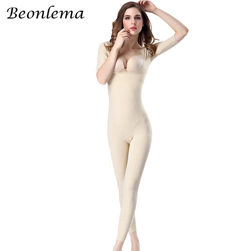 Beonlema Women Body Modeling Shaper Full Long Leg Shapewear Seamless Belly Compression Slimming Underwear Plus Size Bodysuit