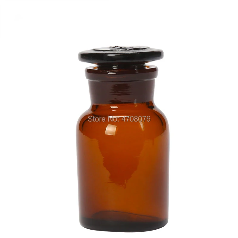 30/60/125/250/500ml Lab glass reagent bottle with glass cover lid Brown sample bottle wide frosted mouth for chemical experiment