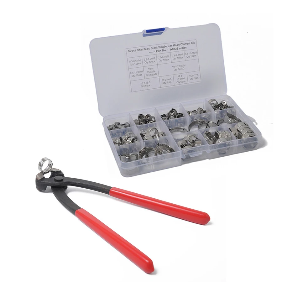 90 Pcs Single Telinga Clamp Klem Selang Stainless Steel Air Selang Hidrolik Klem dengan Clamp