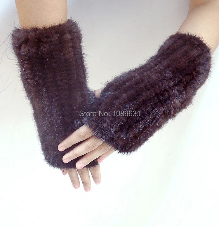 Women fashion fur gloves Mink knit gloves High density knit warm gloves