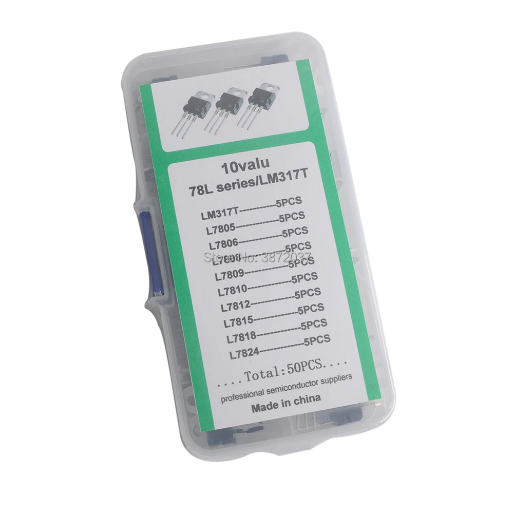 50 pz/lotto DIYmall 10value * 5 pcs L78/LM317T TO-220 Transistor Assortimento Kit Con La Scatola di Plastica