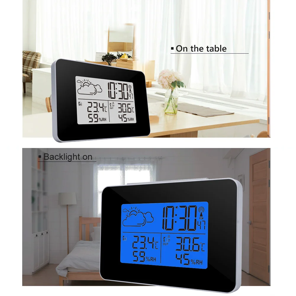 Wireless Weather Station Thermometer LCD Digital Screen Outdoor Forecast Sensor Clock Home Hygrometer Forecast Clocksz будильник
