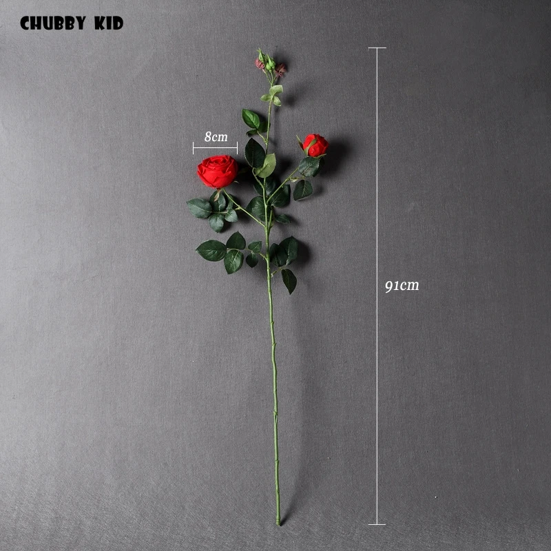 High simulation real touch 2 heads artificial latex rose flowers wholesale wedding decorative long stem real touch rose 6pcs/lot