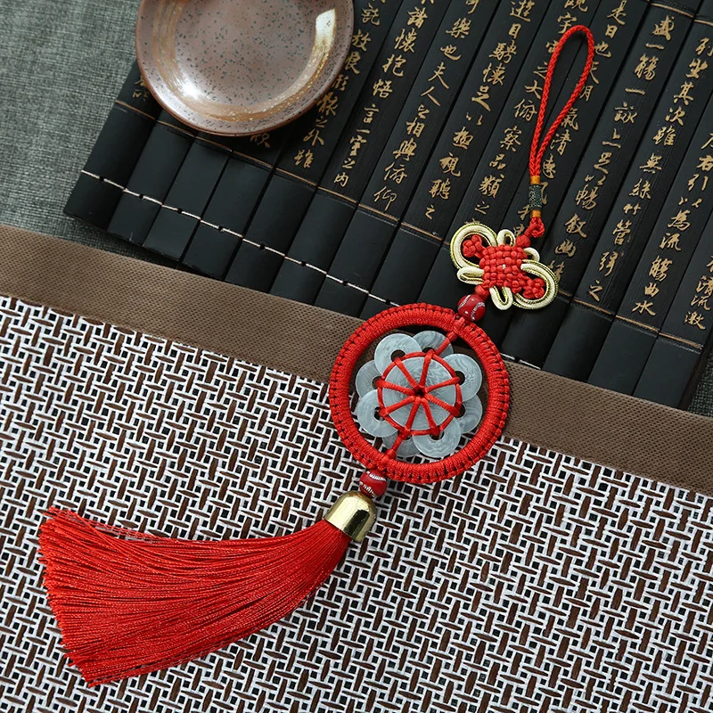 10 Pcs Polyester Chinese Knots Knotting Lucky Amulet Copper Jade Coin Tassel Chinese Style Gifts Fringe Trim Pendant Decoration