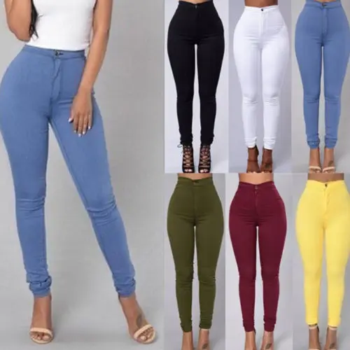 

2019 Fashion Women High Waist Emboridered Skinny Stretch Pencil Long Slim Casual Leggings Jeans